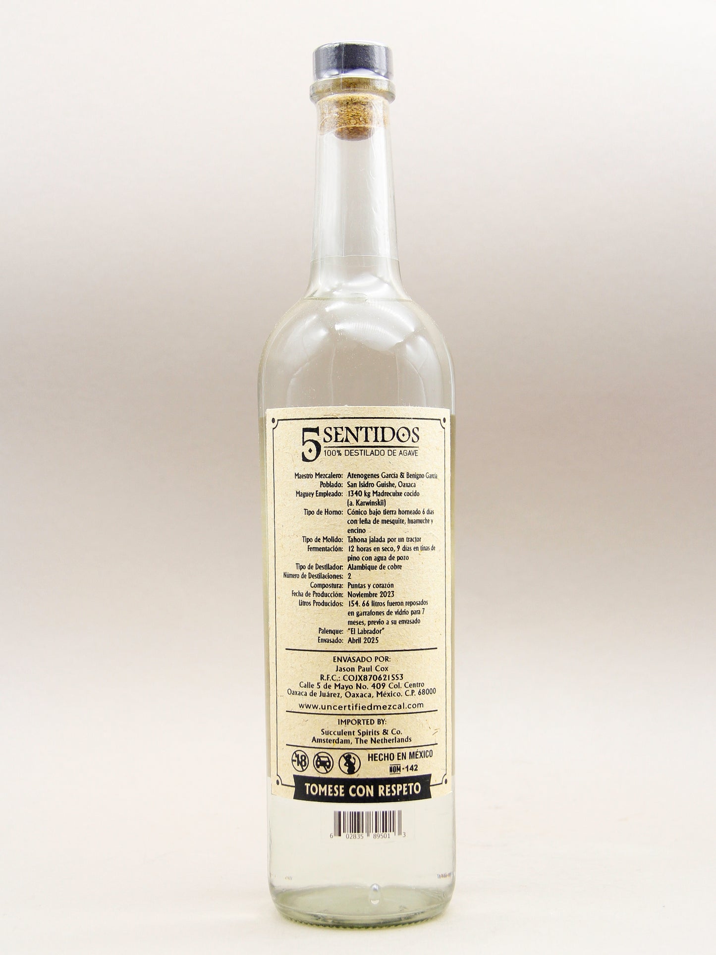 5 Sentidos, 100% Agave Spirit, Madrecuixe (52.7%, 70cl)