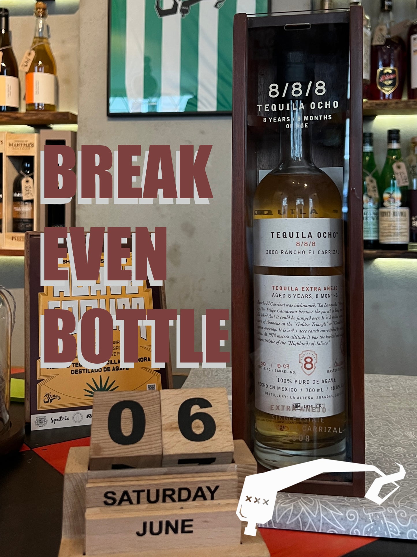 Break Even Bottle - June 2026, Ocho tequila , 888 (48% - 1,5cl sample)