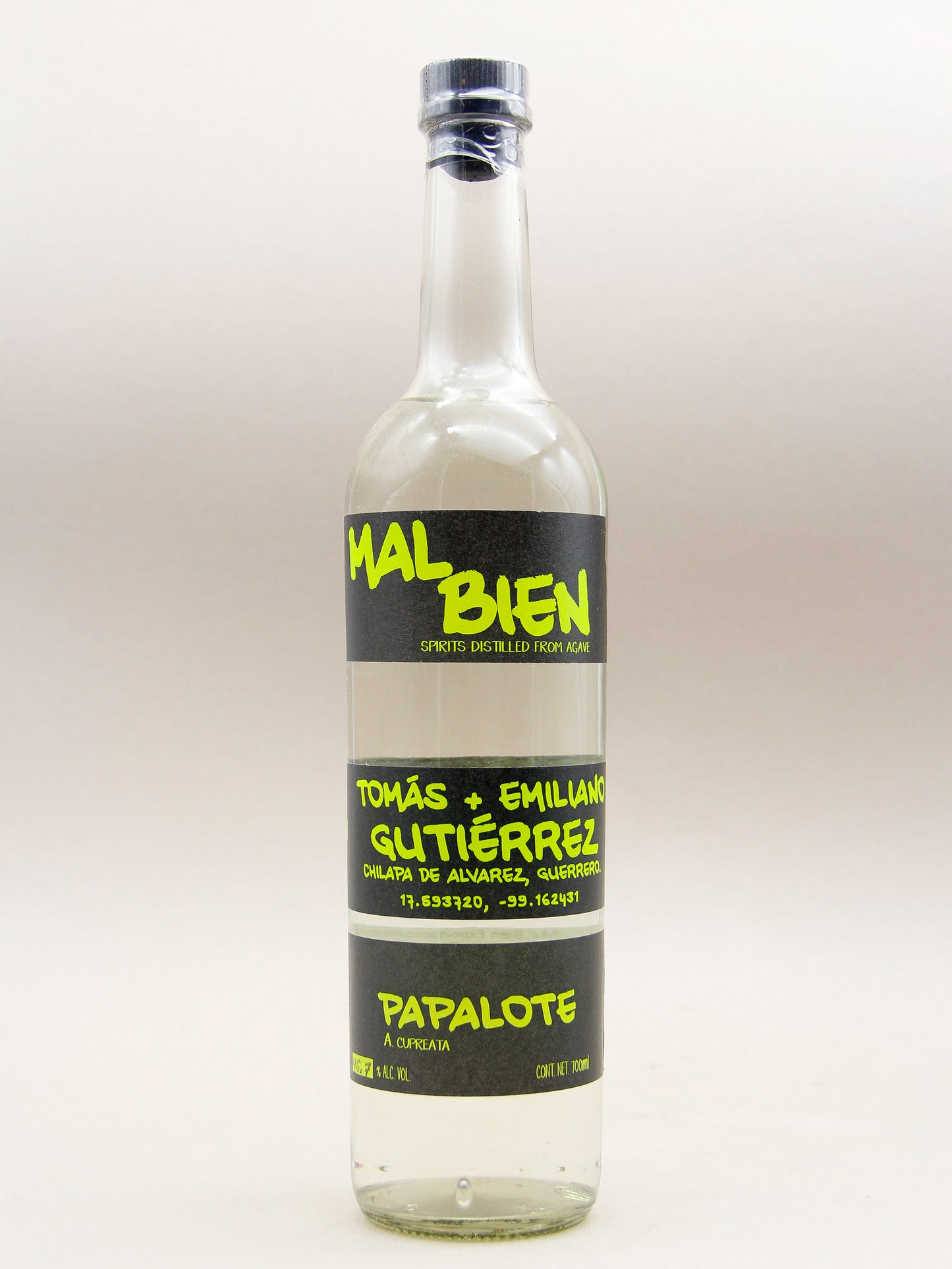 Mal Bien, 100% Agave Spirit, Black Tape, Papalote Joven (46.7%, 70cl)