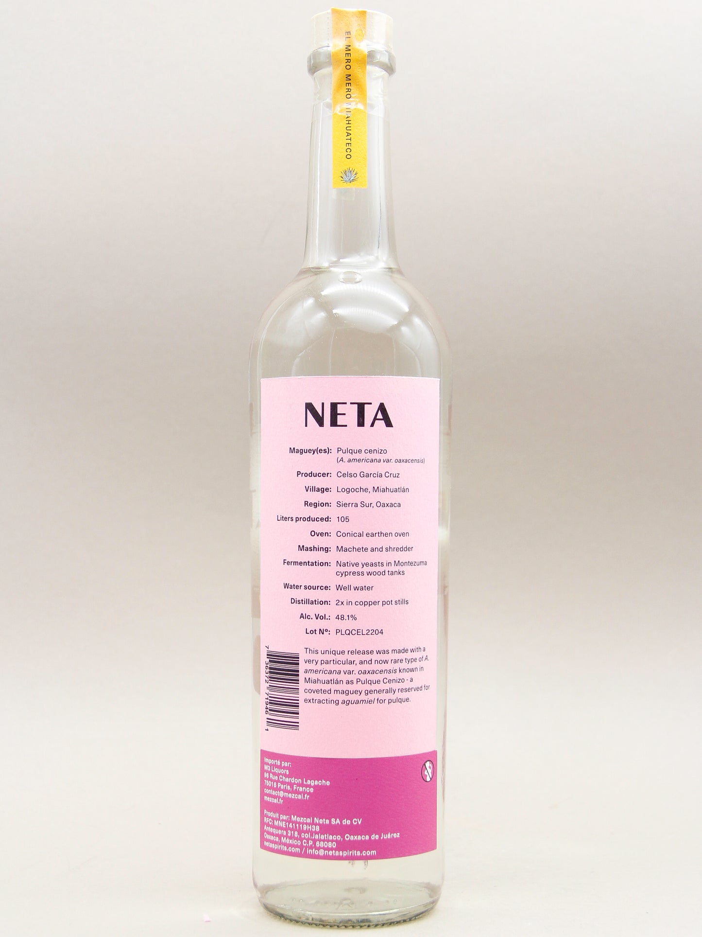 Neta, Pulquero, Destilado De 100% Agave, Celso García Cruz, Miahuatlán Oaxaca (48.1%, 70cl)