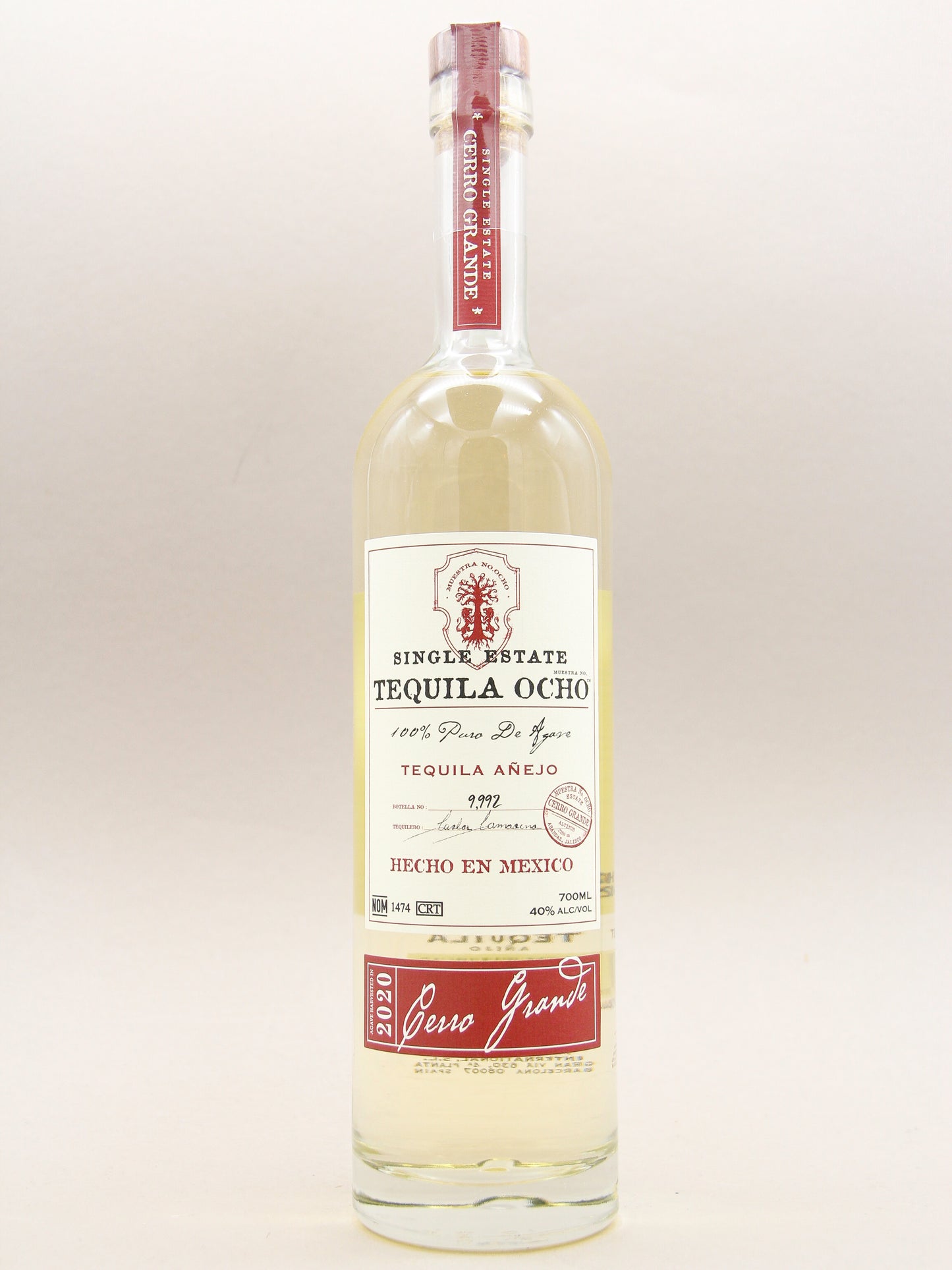 Ocho Tequila Añejo, 100% Puro De Agave, Single Estate (40%, 70cl)