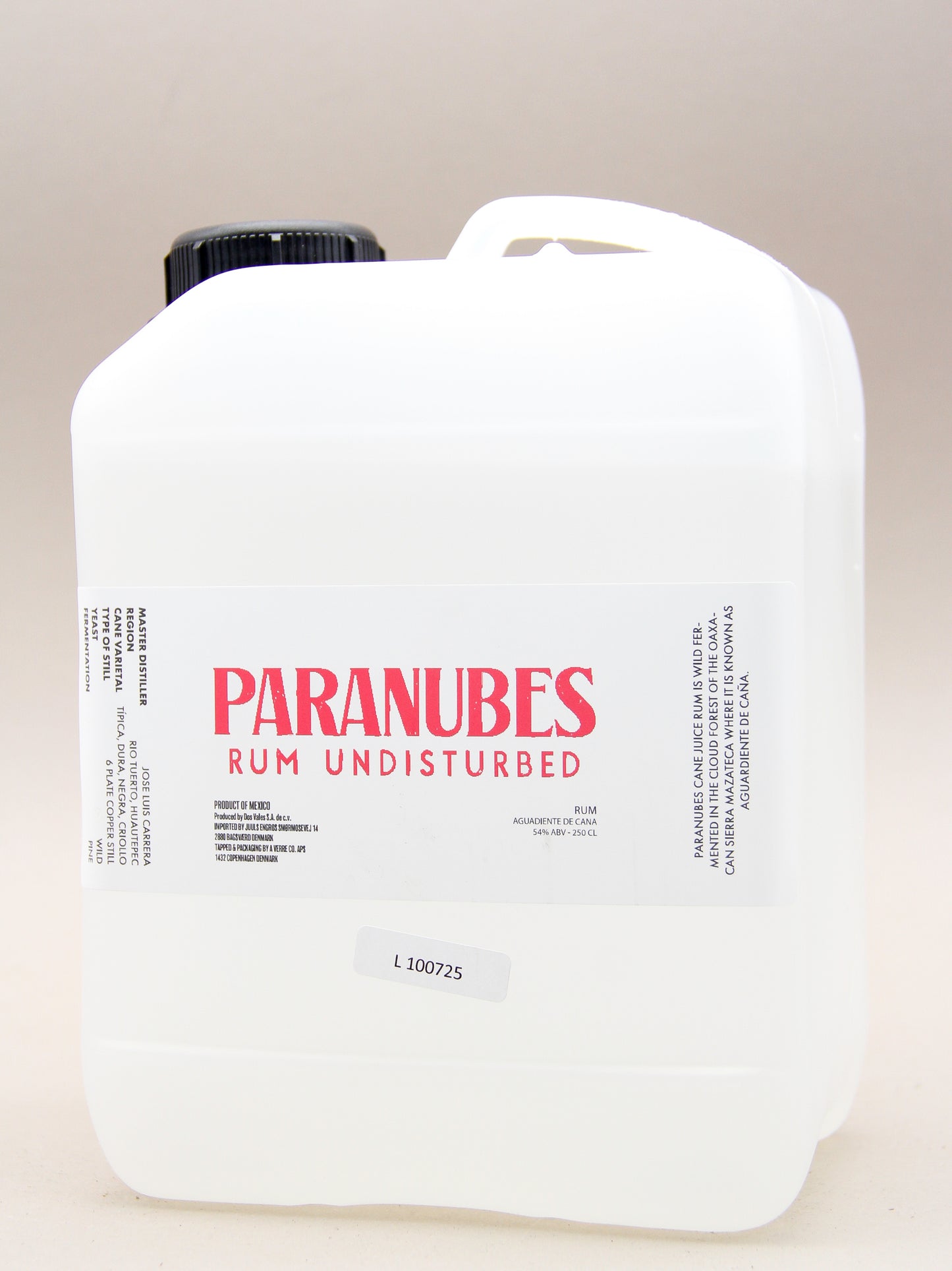 Paranubes Rum, Aguardiente De Cana, Oaxaca, Mexico (54%, 250cl)