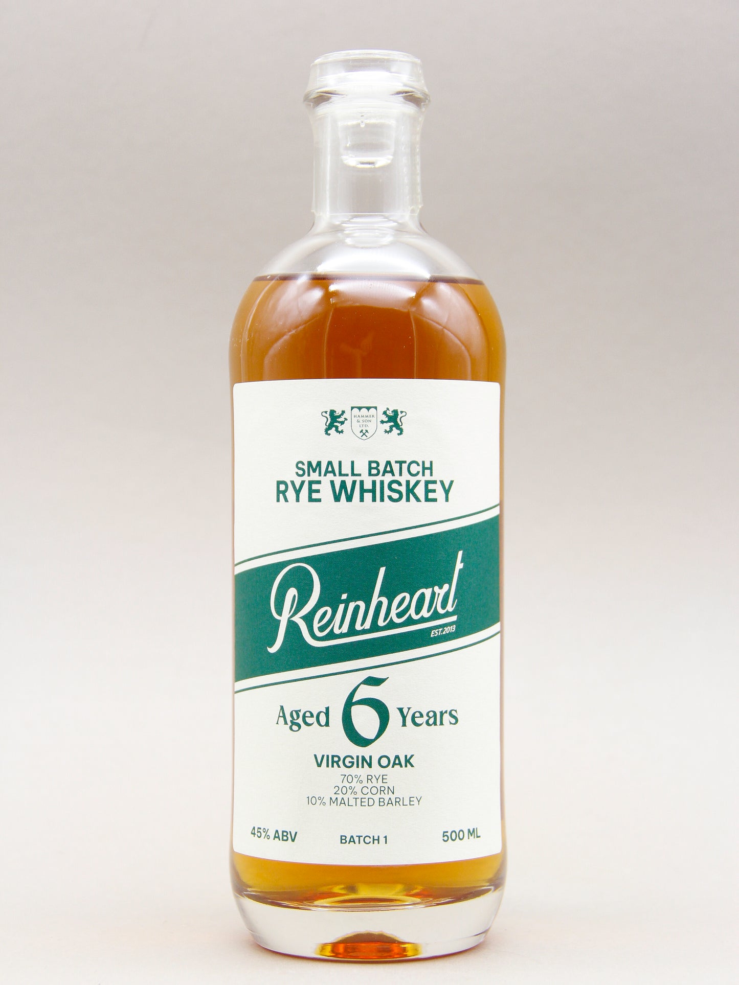 Reinheart, Small Batch Rye Whiskey, 6 year old, Germany-Denmark (45%, 50cl)