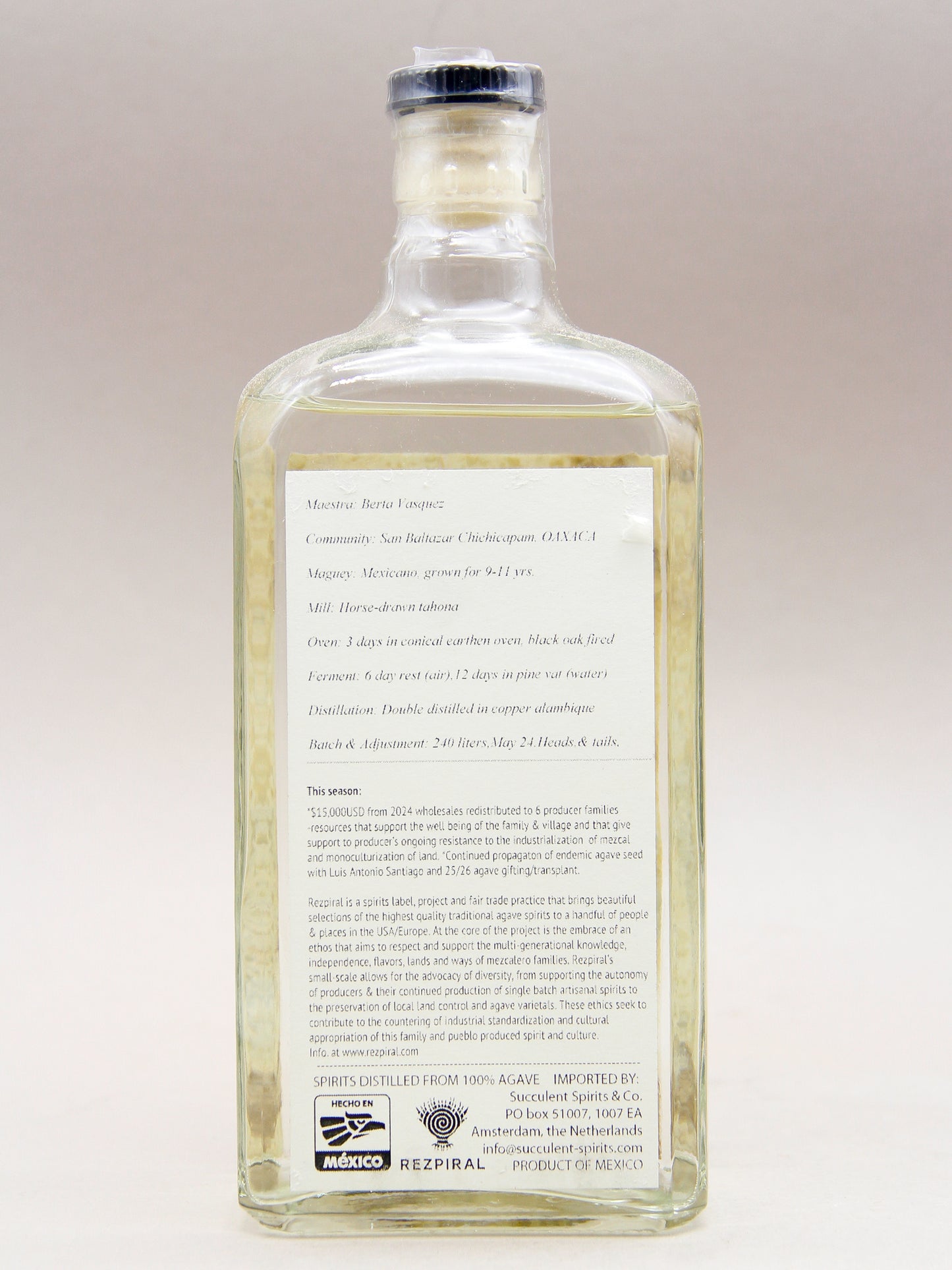 Rezpiral, Agave Spirit, Mexicano - Berta Vasquez (47.2%, 70cl)
