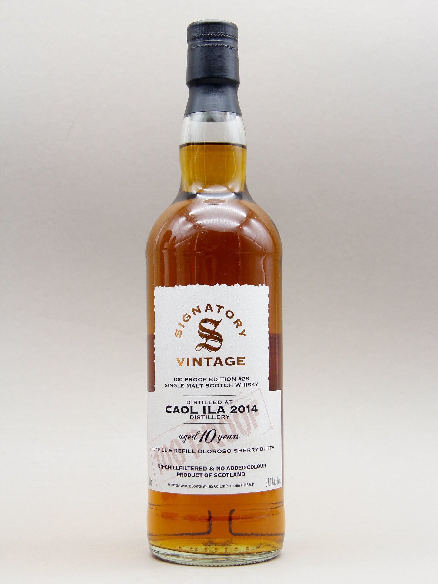 Signatory Vintage, Caol Ila 2014, 100 Proof Edition #28, Aged 10 years, 1st Fill & Refill Oloroso Sherry Butts, Single Malt Scotch Whisky (57.1%, 70cl)