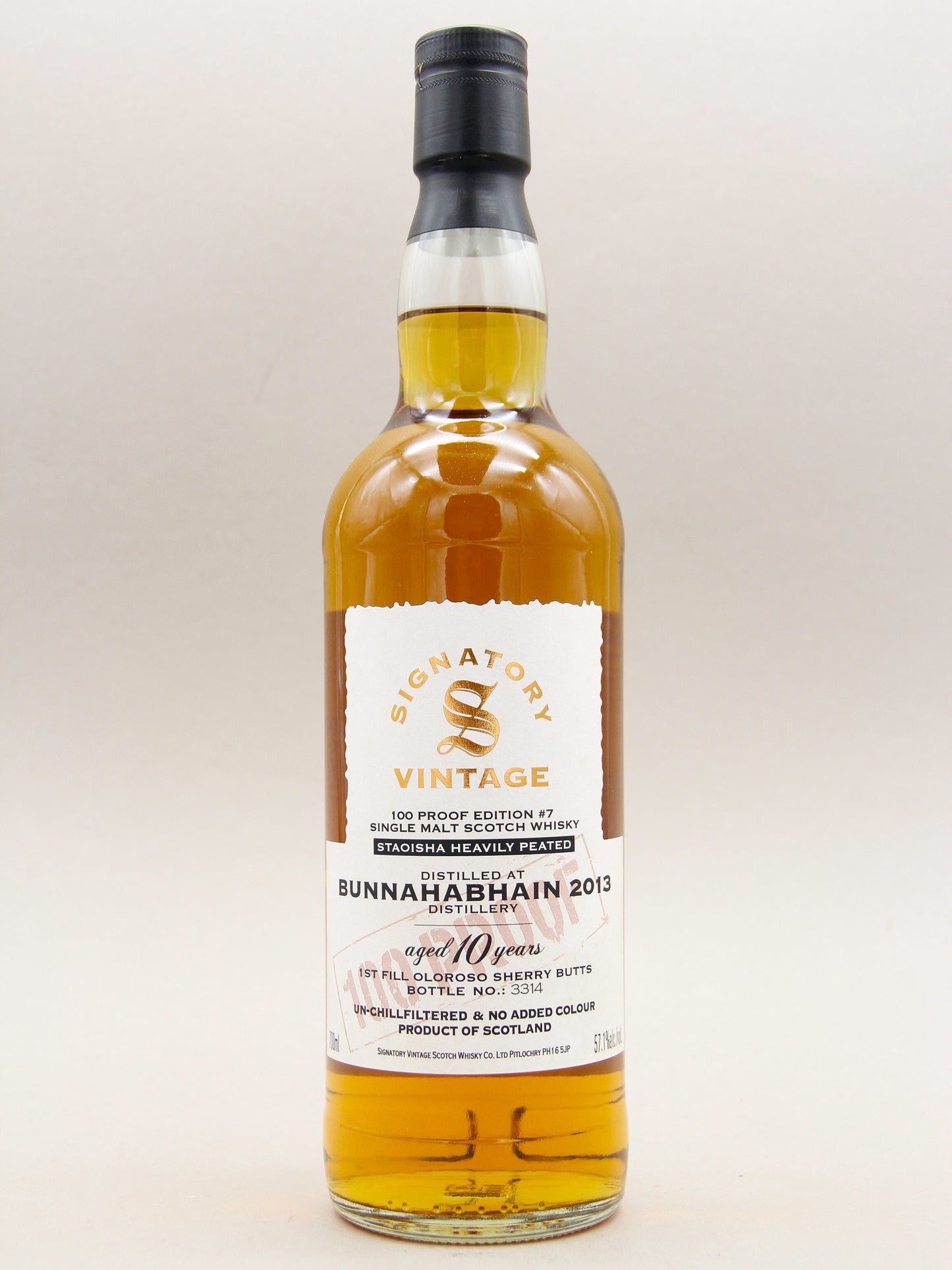 Signatory Vintage, Bunnahabhain 2013-2023, Staoisha Heavily Peated, Aged 10 years, Single Malt Scotch Whisky (57.1%, 70cl)
