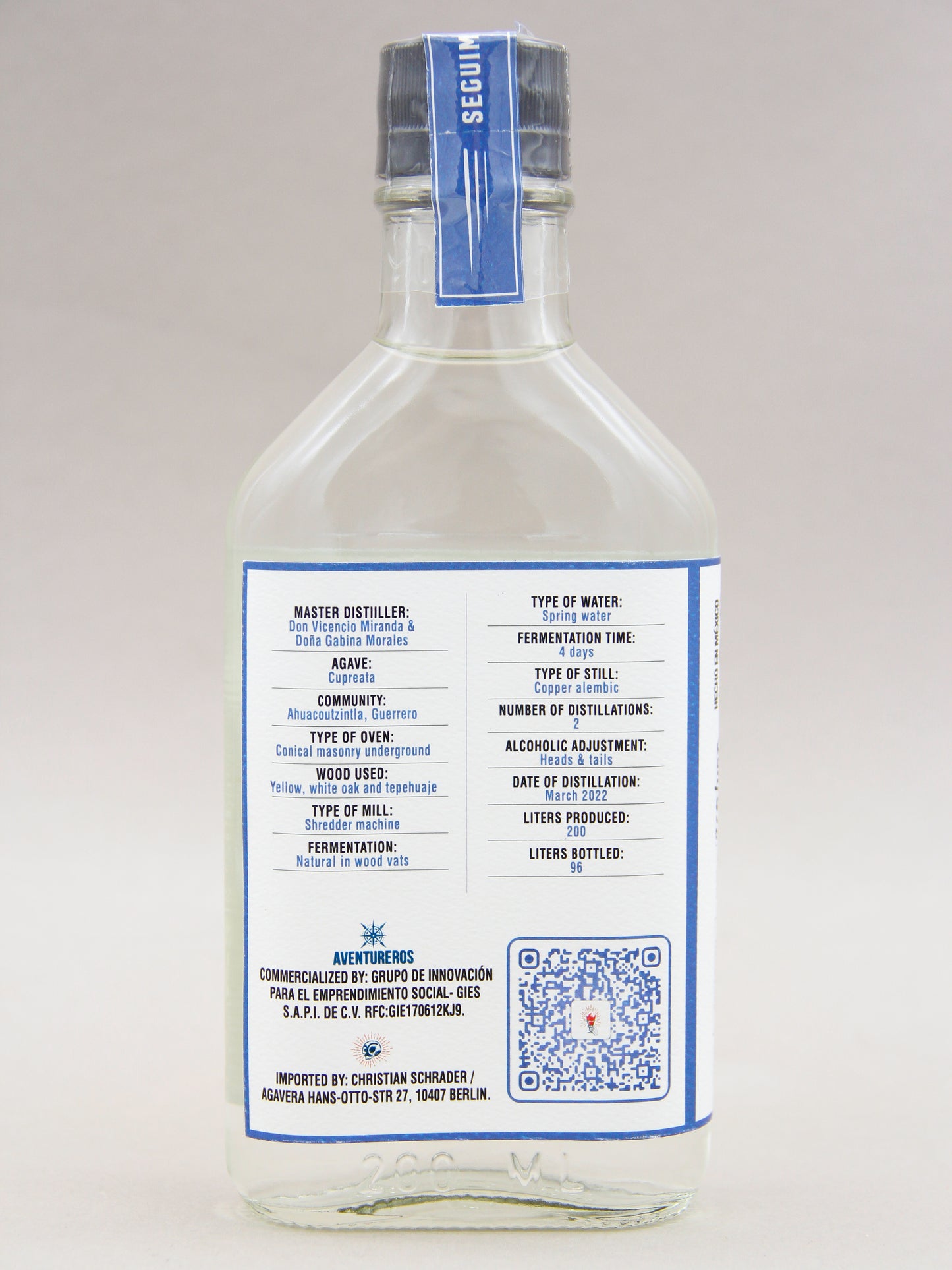 Aguerrido, Don Vicencio & Doña Gabina, 100% Destilado de Agave, Cupreata / Capón 2 Years (49%, 20cl)