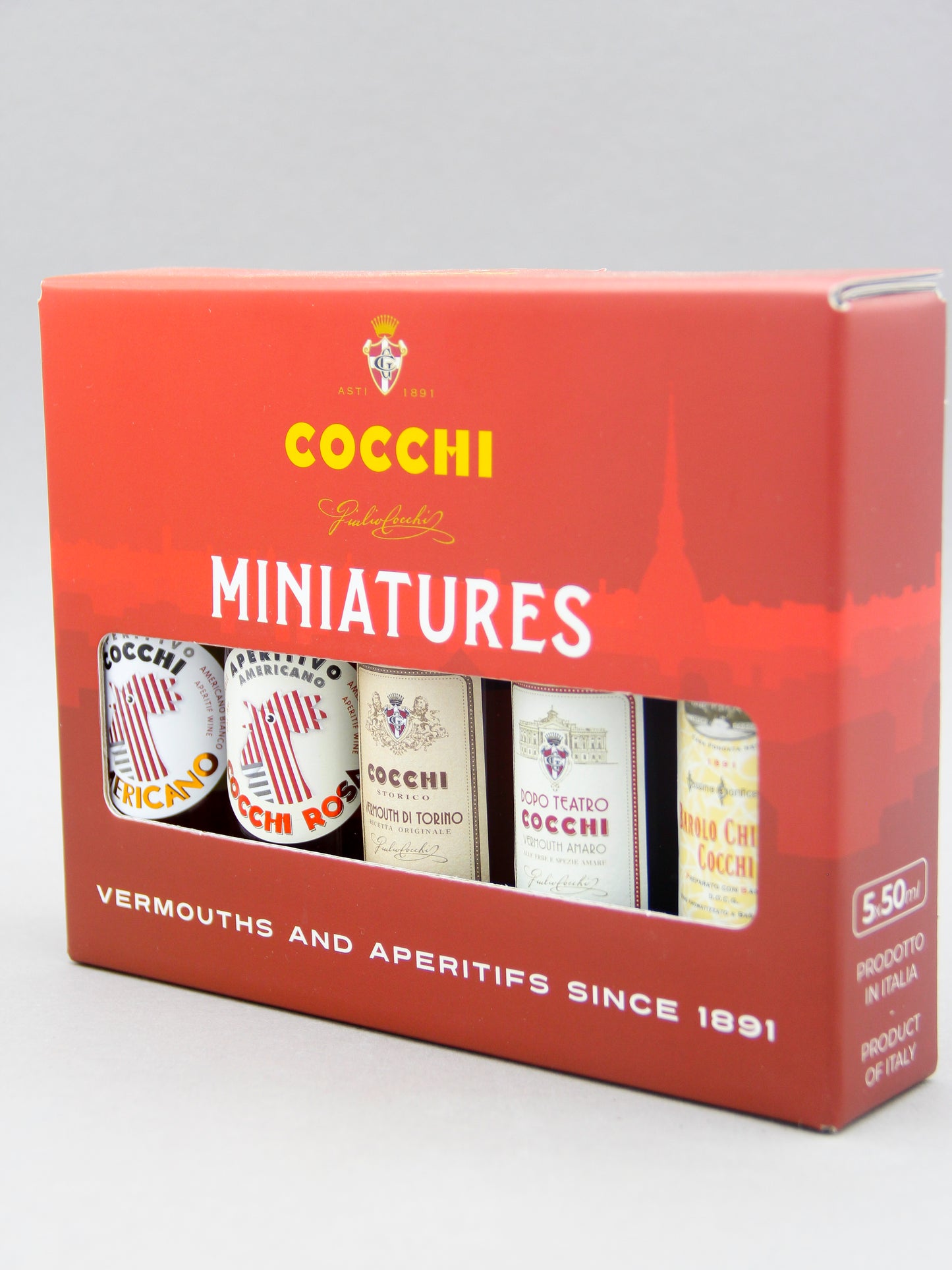 Cocchi Miniatures, Giftset - Americano, Rosa, Barolo Chinato, Storico, Dopo Teatro, Italy (5 x 5cl)
