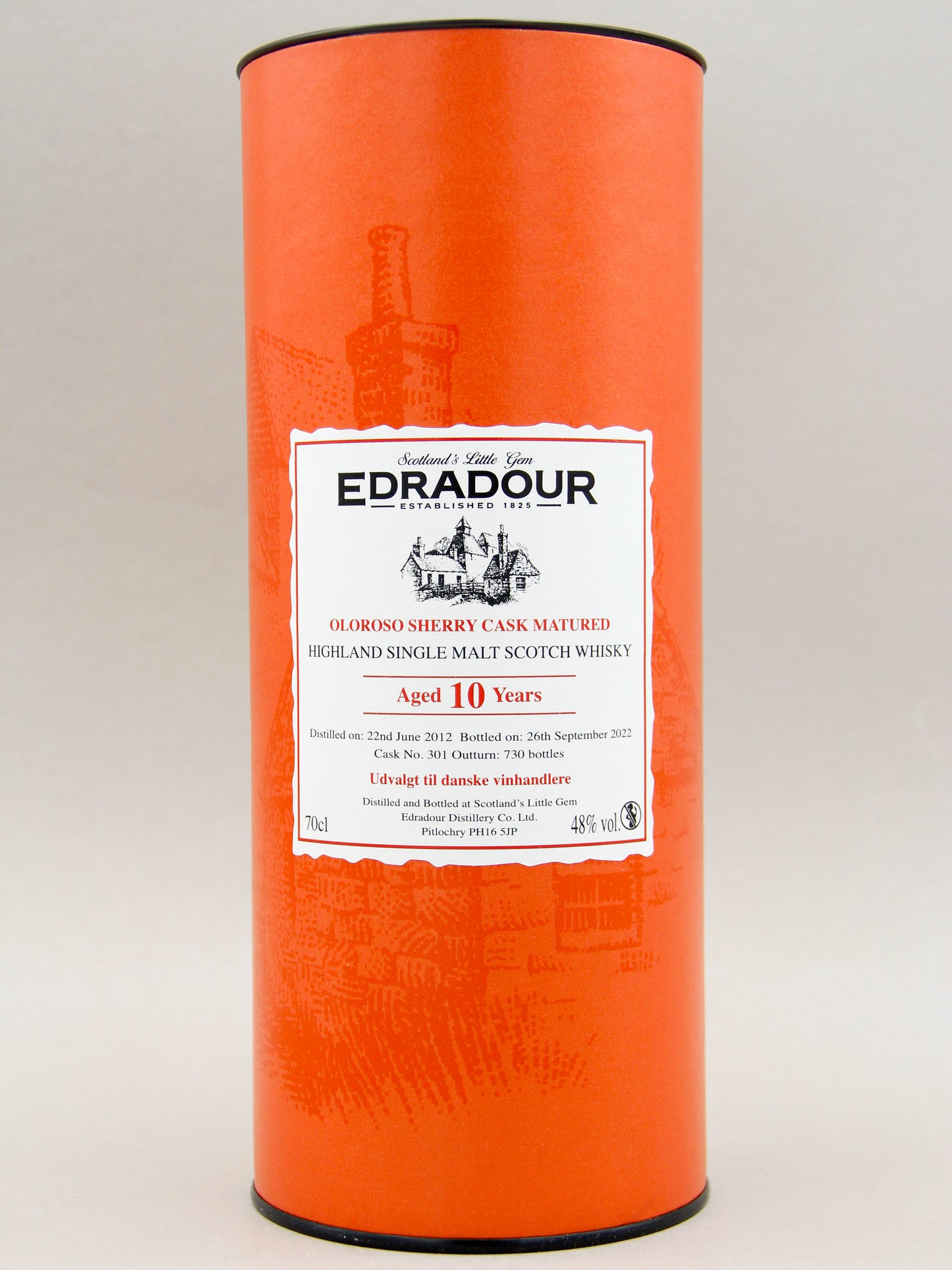 Edradour 10 Years, Oloroso Cask Matured, Highland Single Malt Scotch Whisky, 2012 (40%, 70cl)