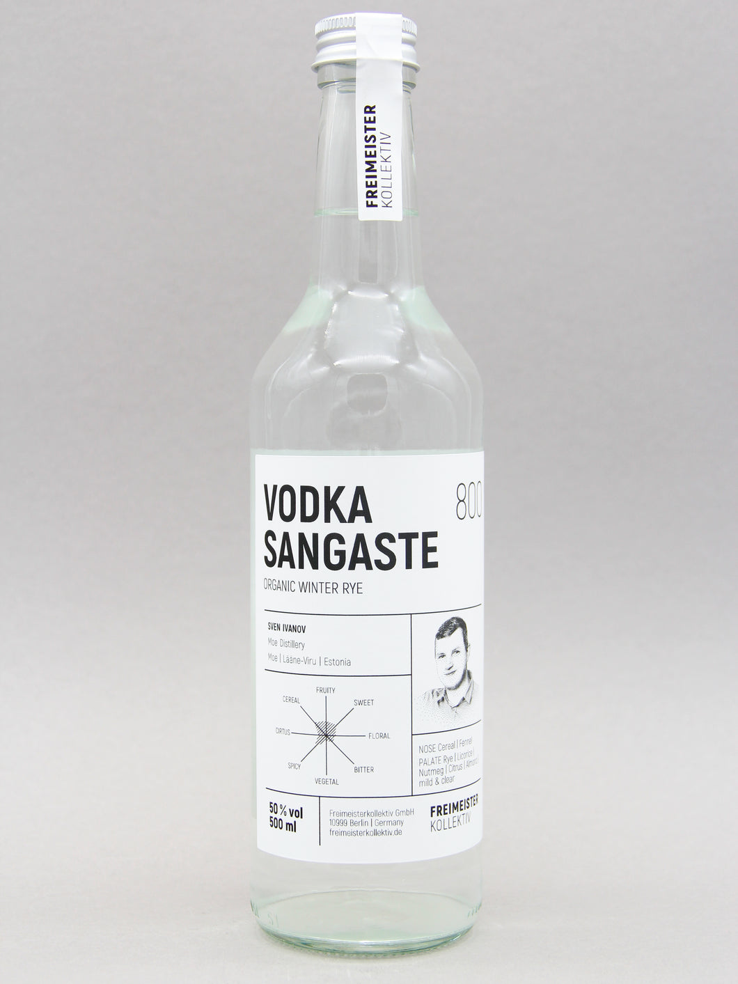Freimeister Kollektiv, Wodka Sangaste 800, Swen Ivanov, Moe, Estonia (50%, 50cl)