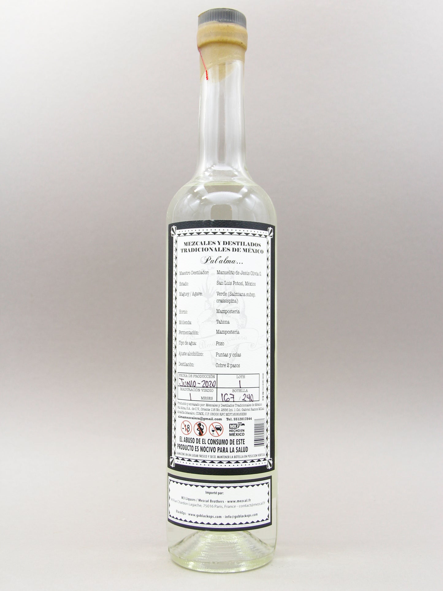 Pal' Alma, Destilado de Agave, 100% Verde, Salmiana, San Luis Potosi (51%, 70cl)