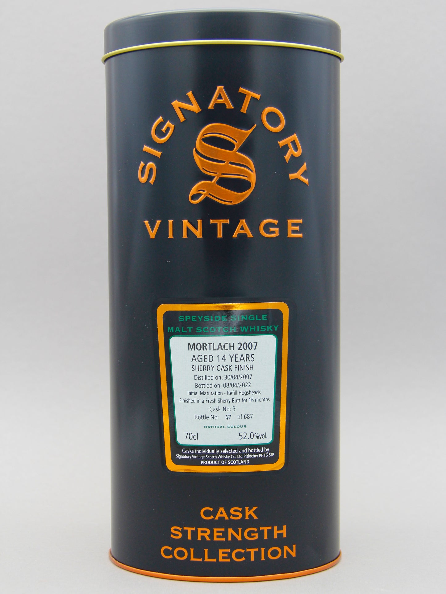 Mortlach 2007-2022, Signatory Vintage, Speyside Single Malt Scotch Whisky (52.0%, 70cl)