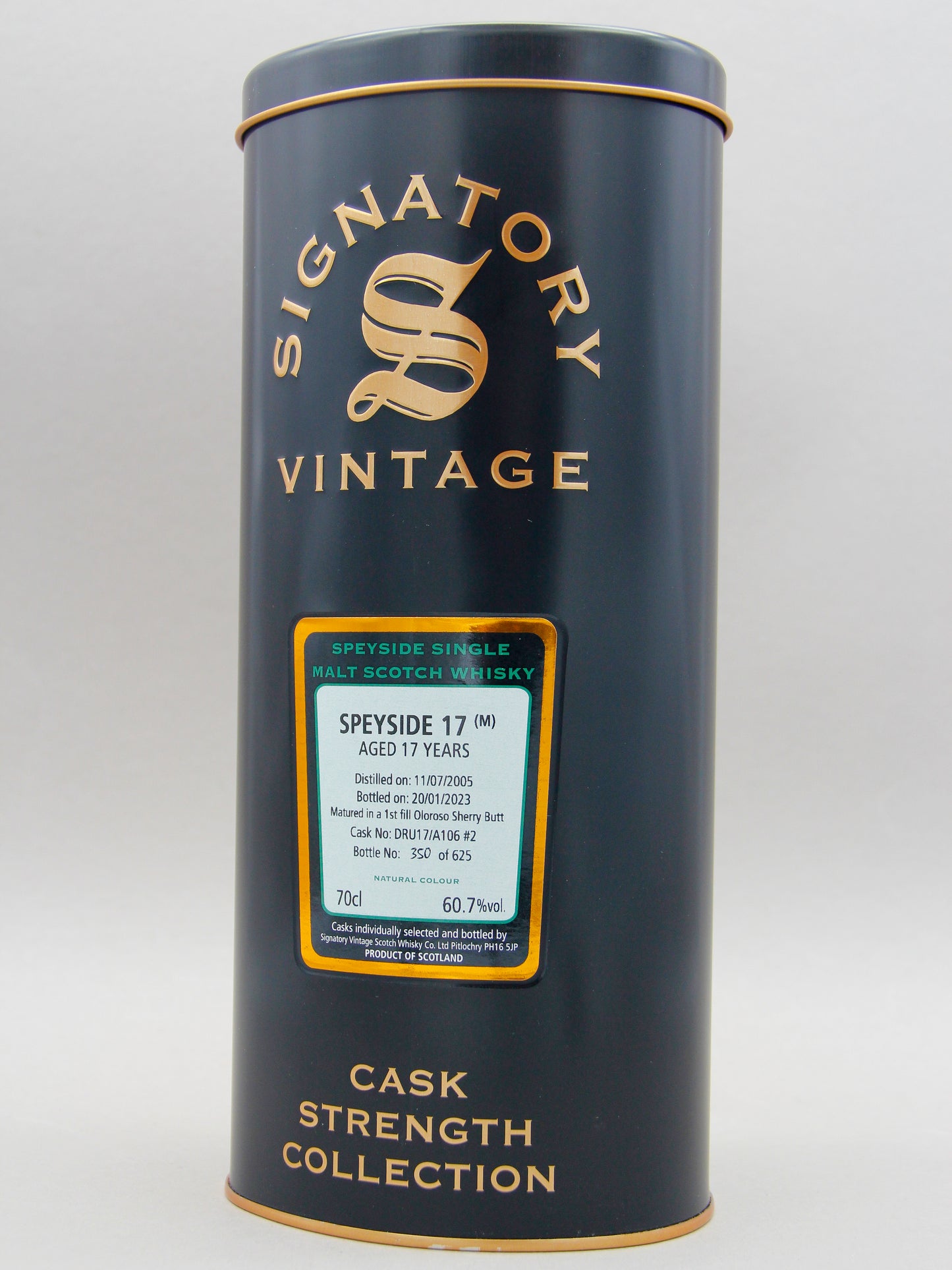 Speyside 17 (M) 2005-2023, Aged 17 Years, Signatory Vintage, Speyside Single Malt Scotch Whisky (60.7%, 70cl)