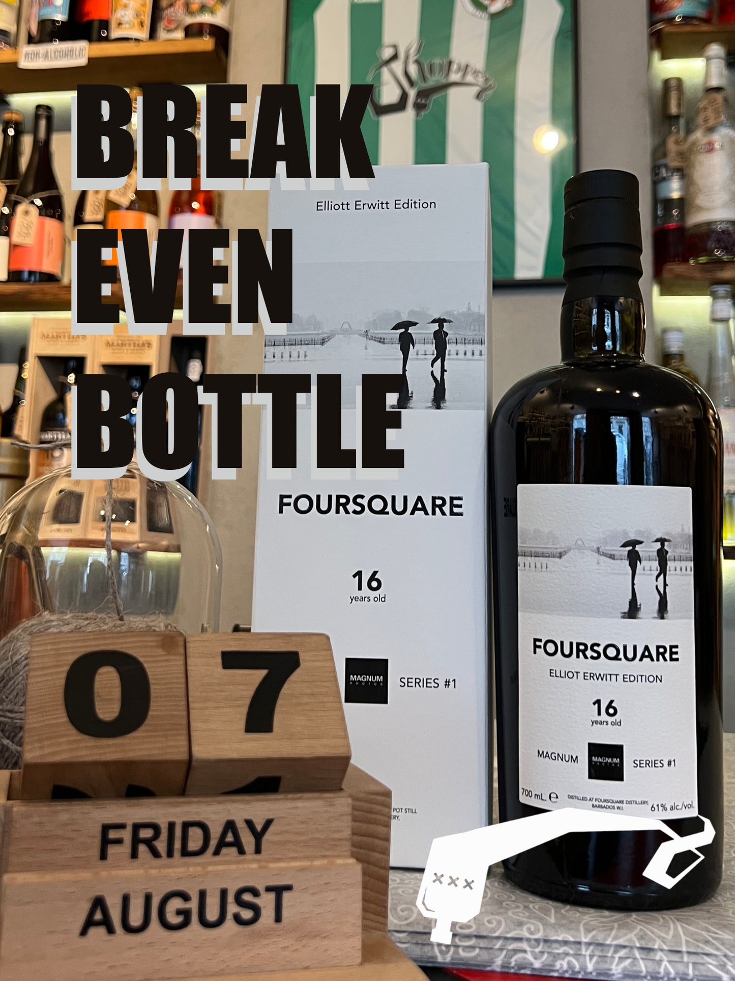 Break Even Bottle - August 2026, Foursquare Pure Single Blended Rum, 16 Years Old, Elliott Erwitt Edition, Magnum Series (61% - 2 cl sample)