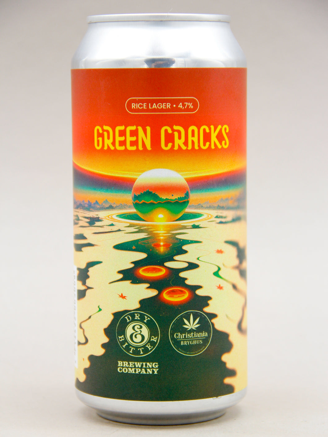 Dry & Bitter x Christiania Bryghus: Green Cracks, Rice Lager (4.7%, 44cl CAN)