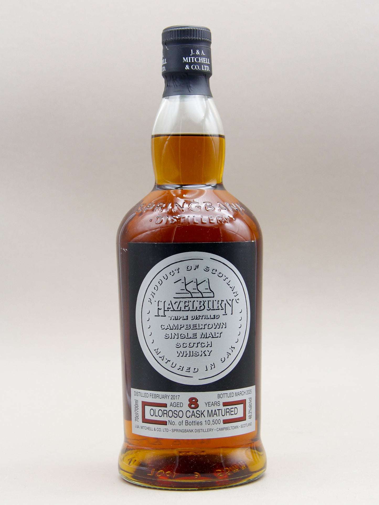 Hazelburn 8 Years, Oloroso Cask Matured, March 2025, Campbeltown, Single Malt Scotch Whisky (48.2%, 70cl)