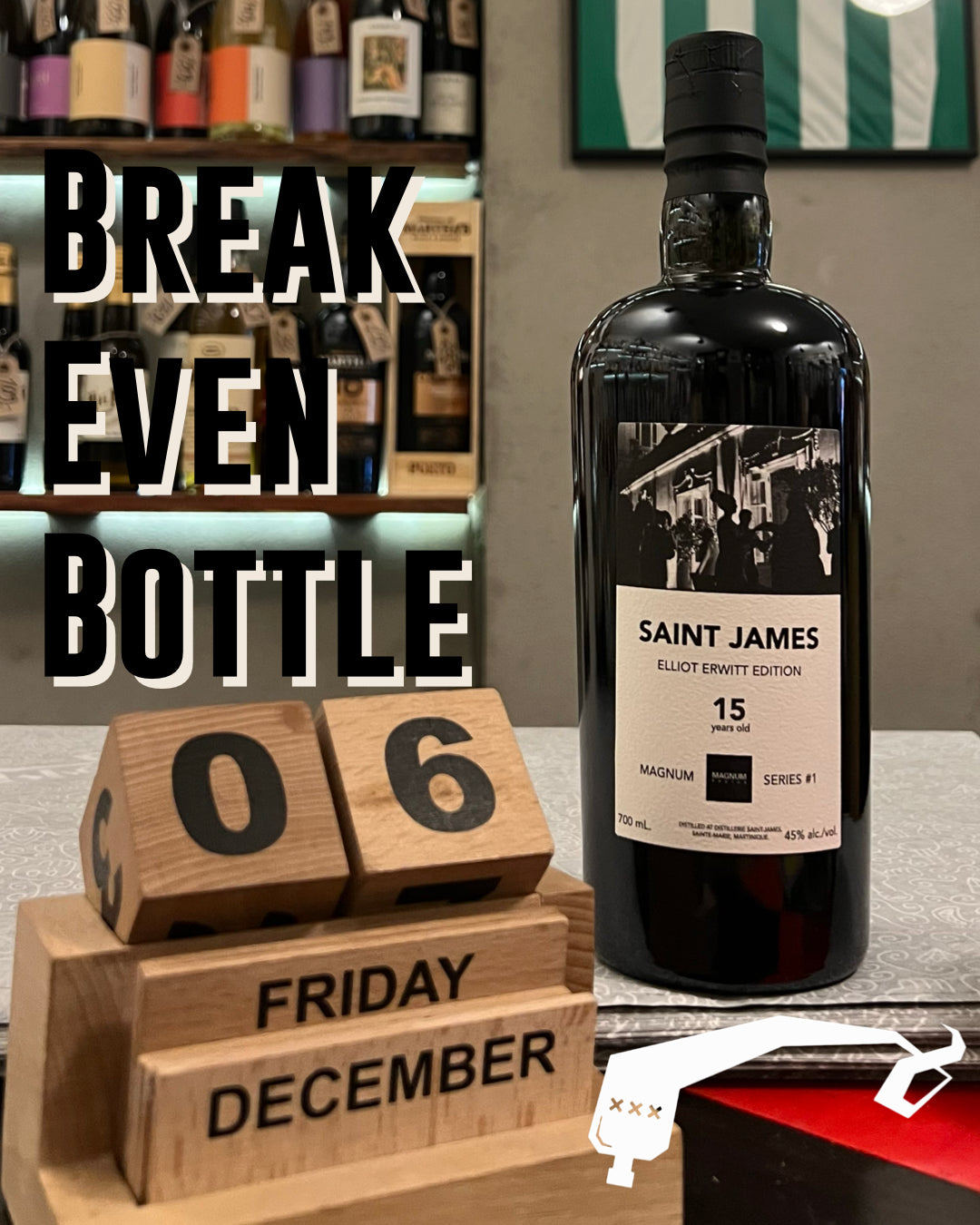 Break Even Bottle - December 2024, Saint James Rhum Agricole, 15 Years Old, Elliott Erwitt Edition, Magnum Series #1, Martinique, 2004/2006 (45%, 2cl sample)