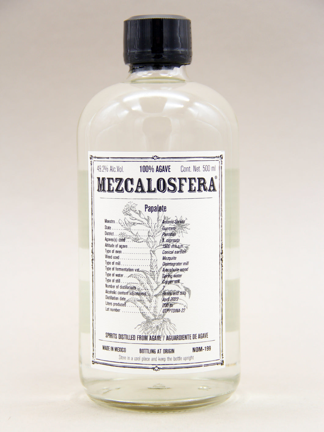 Mezcalosfera, Spirit Distilled from 100% Agave, Papalote 2022, Antonio Sonido (49.2%, 50cl)