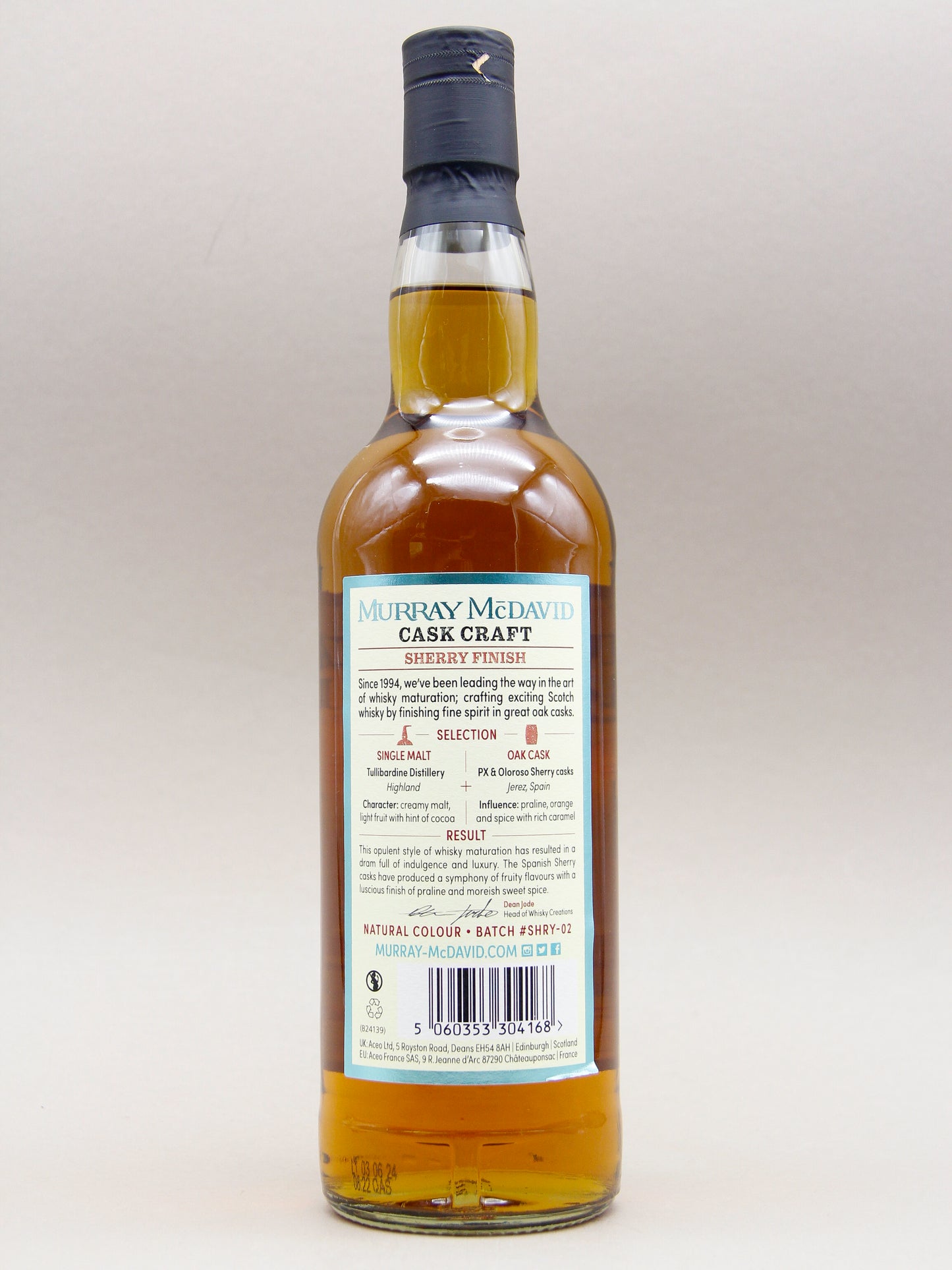 Murray McDavid, Tullibardine Distillery, Sherry Cask Finish, Single Malt Scotch Whisky (44.5%, 70cl)