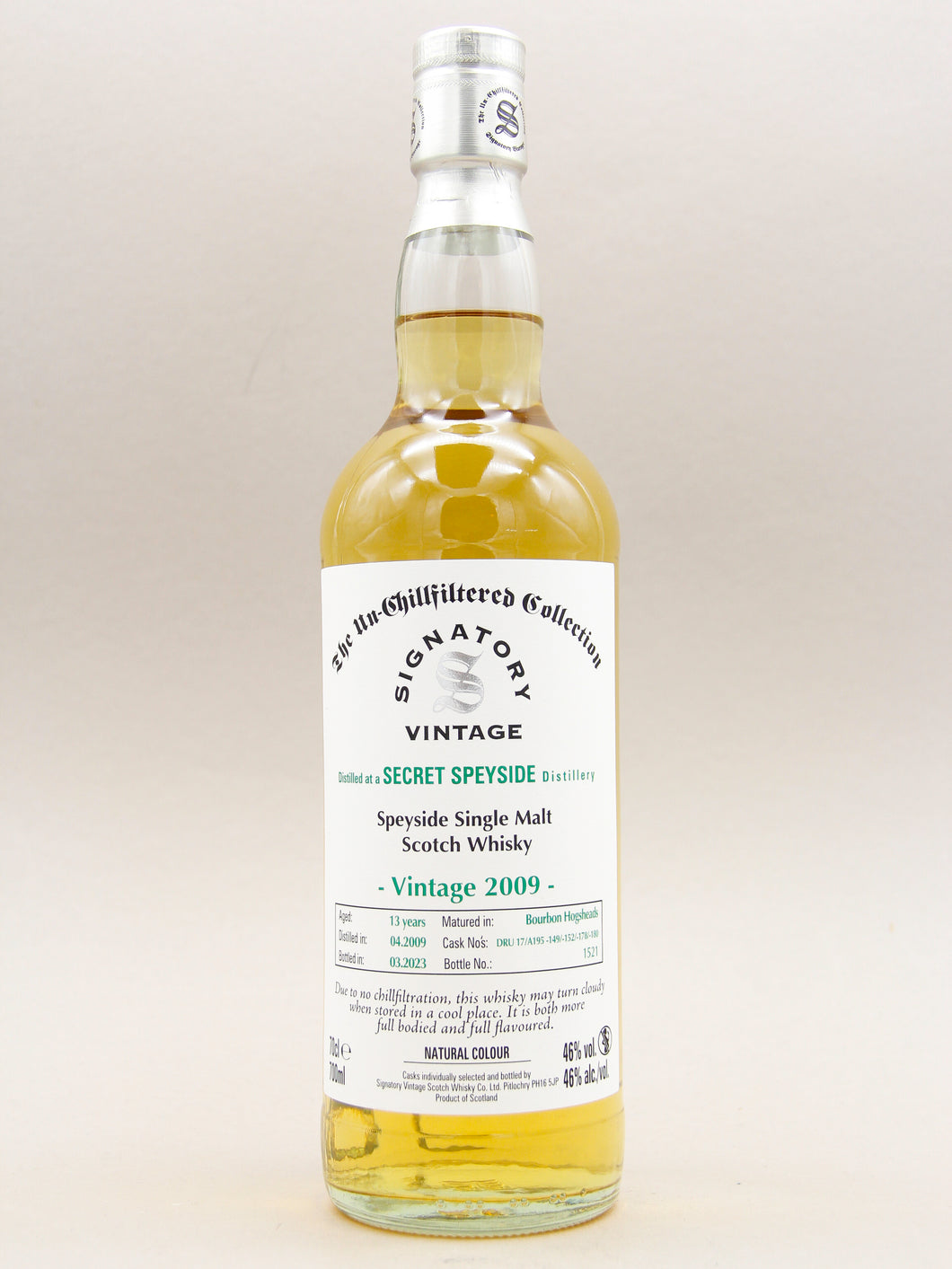 Secret Speyside 2009-2023, Signatory Vintage, Single Malt Scotch Whisky (46%, 70cl)
