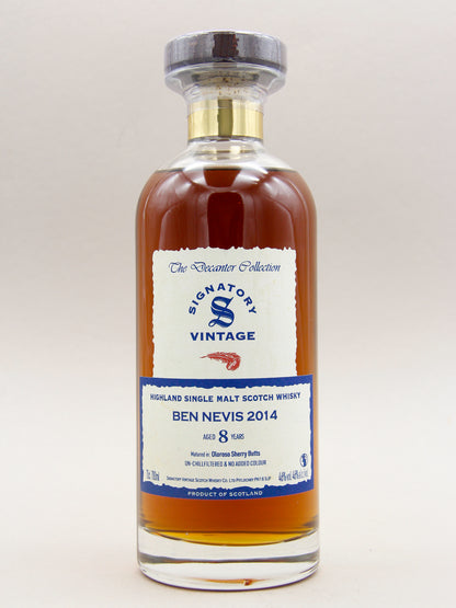 Signatory Vintage, Ben Nevis, 2014-2022, The Decanter Collection, Aged 8 years, Oloroso Sherry Butts, Highland Single Malt Scotch Whisky (46%, 70cl)