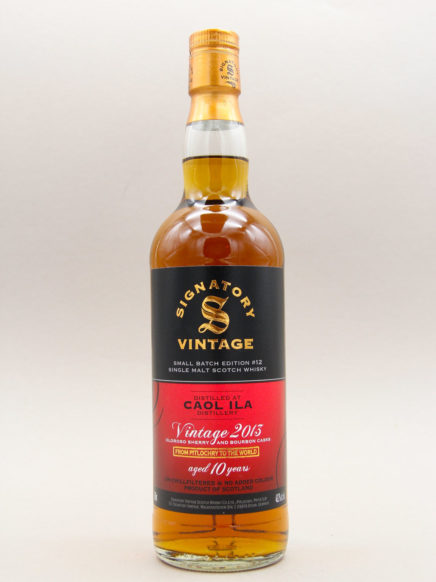 Signatory Vintage, Caol Ila 2013-2023, Small Batch Edition #12, Aged 10 years, Oloroso Sherry and Bourbon Casks, Single Malt Scotch Whisky (48.2%, 70cl)