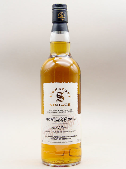 Signatory Vintage, Mortlach 2013, 100 Proof Edition #60, Aged 12 years, 2nd Fill Oloroso Sherry Butts, Single Malt Scotch Whisky (57.1%, 70cl)