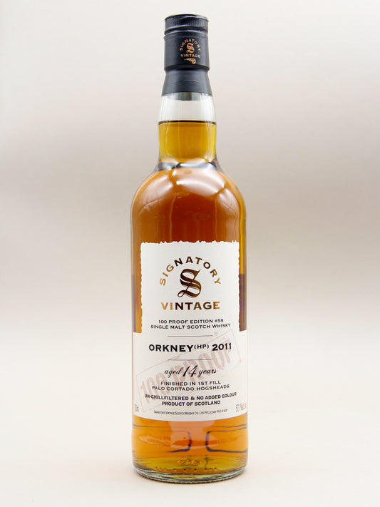 Signatory Vintage, Orkney (HP) 2011, 100 Proof Edition #59, Aged 14 years, 1st Fill Palo Cortado Hogsheads, Single Malt Scotch Whisky (57.1%, 70cl)