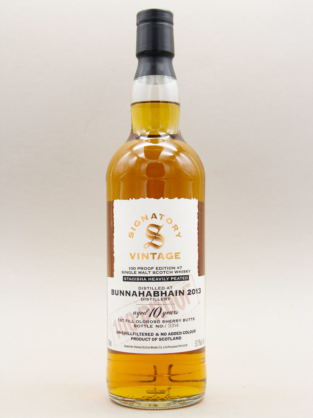 Signatory Vintage, Bunnahabhain 2013-2023, Staoisha Heavily Peated, Aged 10 years, Single Malt Scotch Whisky (57.1%, 70cl)