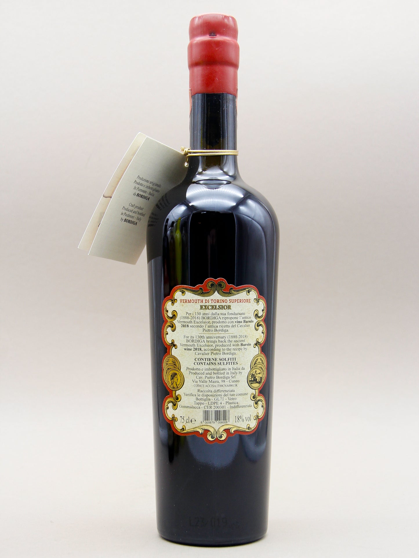 Bordiga Vermouth Di Torino Rosso, Excelsior Italy (18%, 75cl)