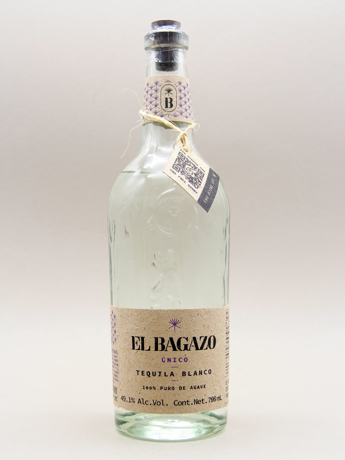 El Bagazo, Tequila Blanco Único, 100% Puro de Agave (49.1%, 70cl)