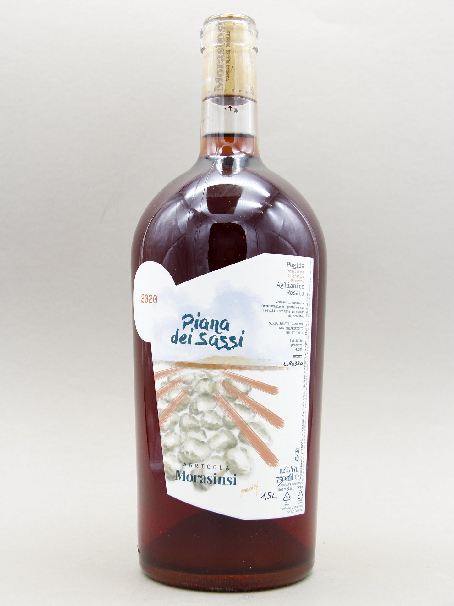 Agricola Morasinsi, Piana Dei Sassi, Puglia IGP, Aglianico Rosato, Natural Rose Wine, Italy (12%, 150cl)