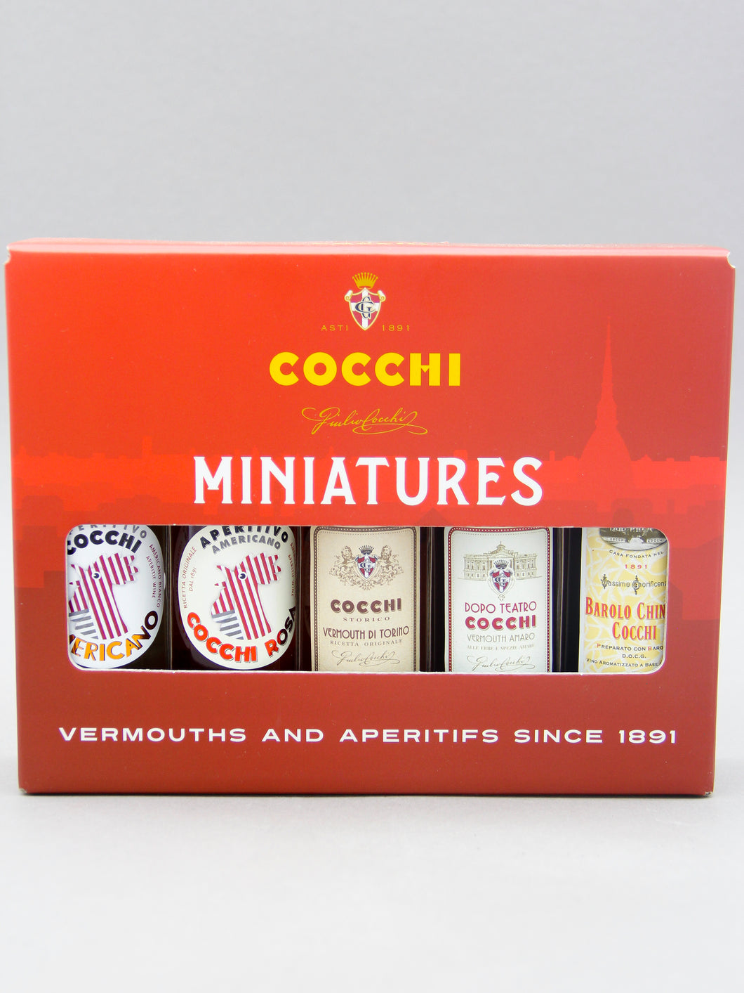 Cocchi Miniatures, Giftset - Americano, Rosa, Barolo Chinato, Storico, Dopo Teatro, Italy (5 x 5cl)
