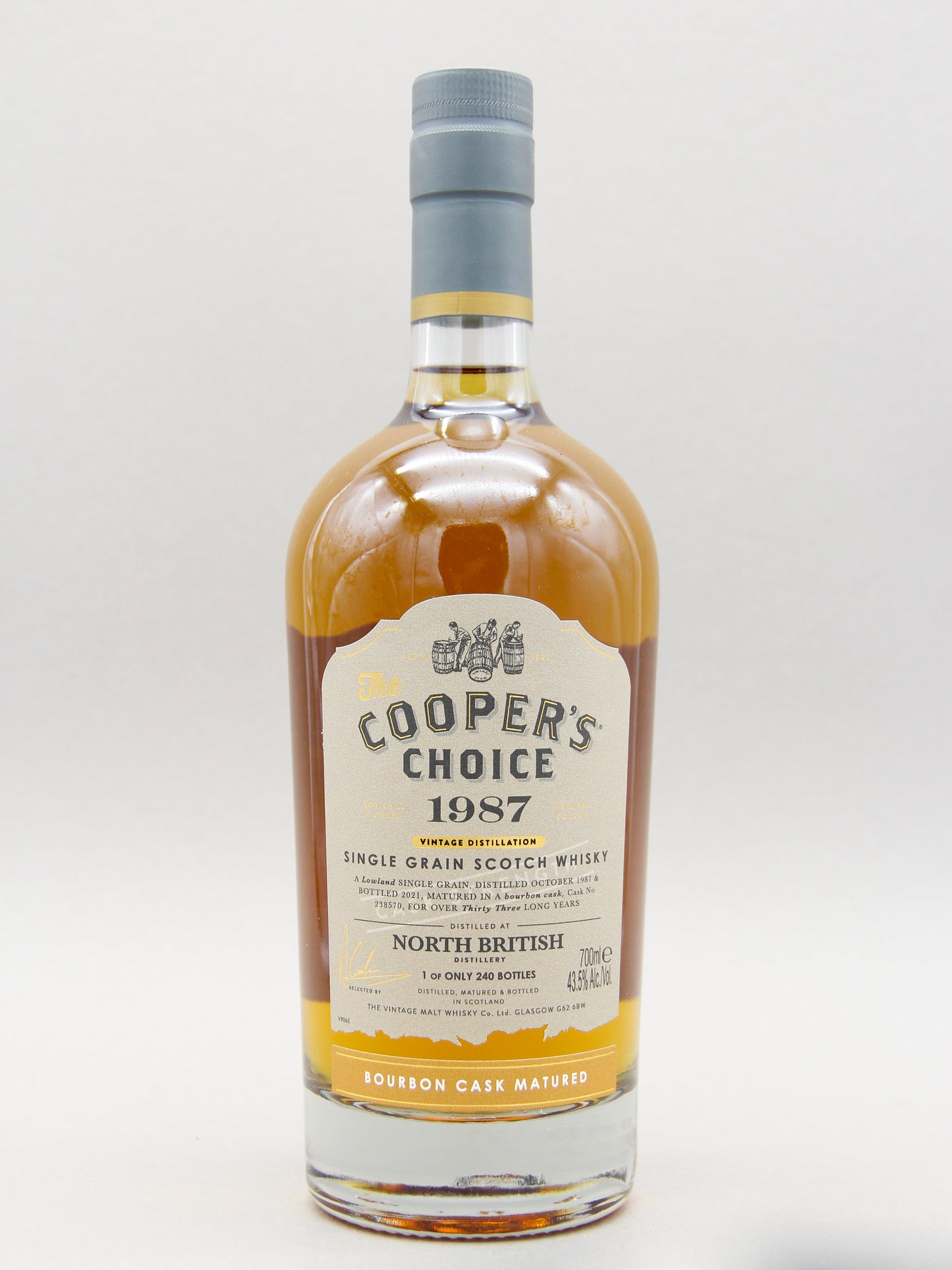 Cooper's Choice, North British, 1987-2021, 33 Years Single Grain Scotch Whisky (43.5%, 70cl)