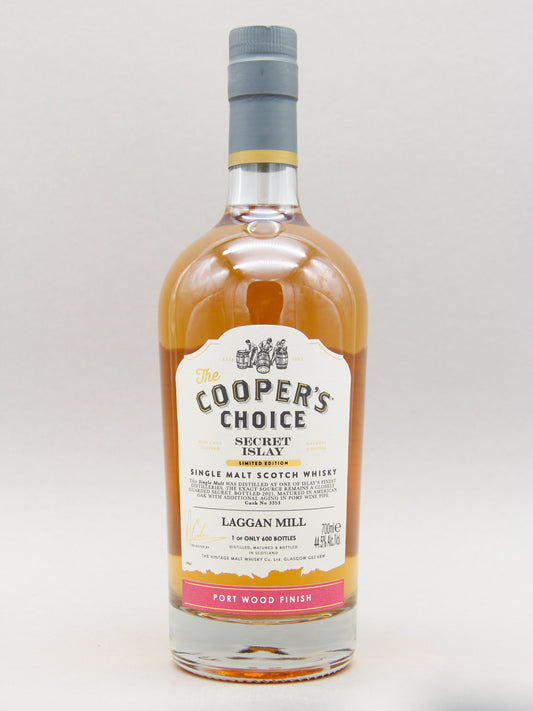 Cooper's Choice, Secret Islay, Laggan Mill, Port Wood Finish, Single Malt Scotch Whisky (44.5%, 70cl)