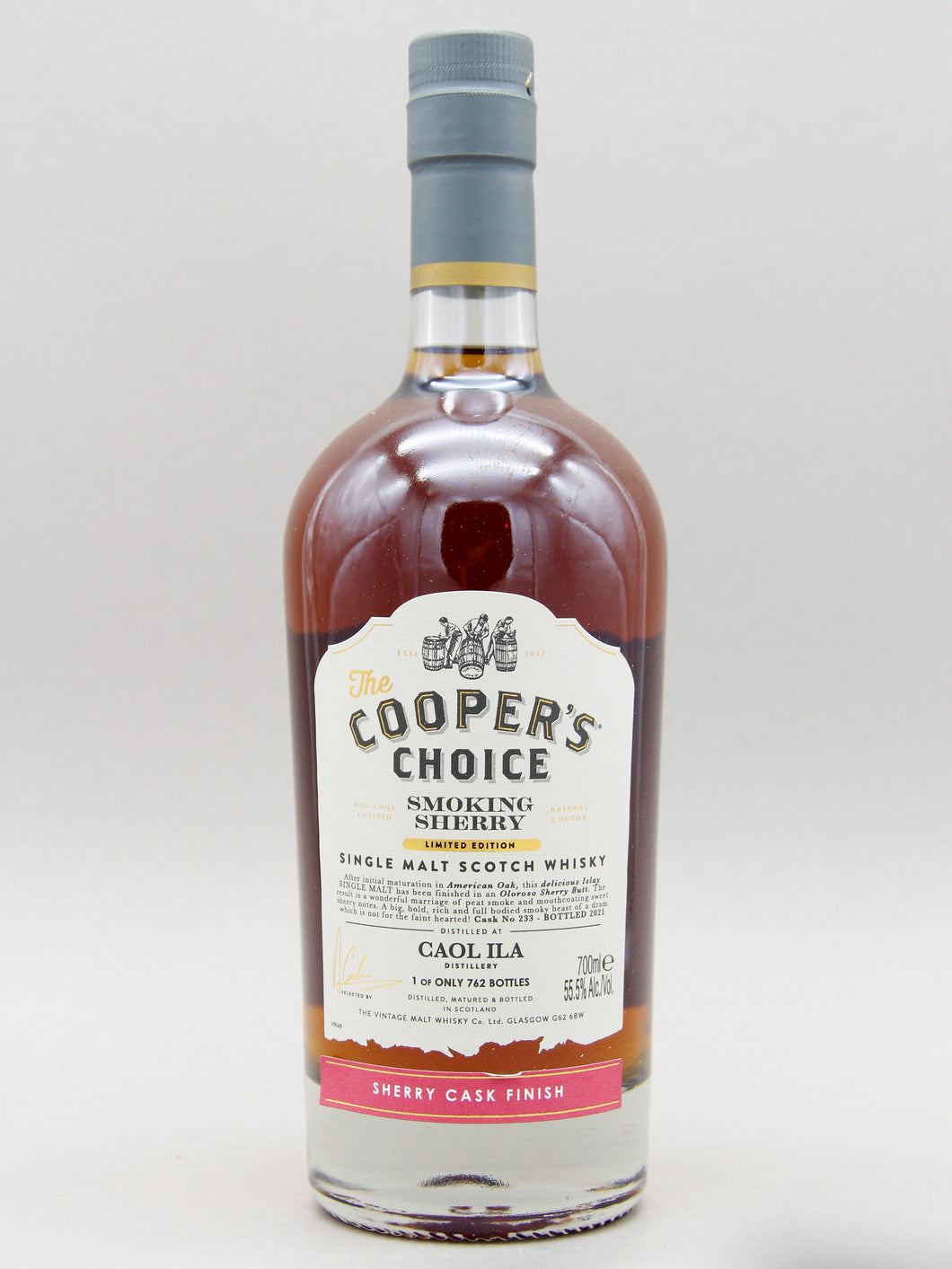 Cooper's Choice, Smoking Sherry, Caol Ila, Sherry Cask Finish, Single Malt Scotch Whisky (55.5%, 70cl)