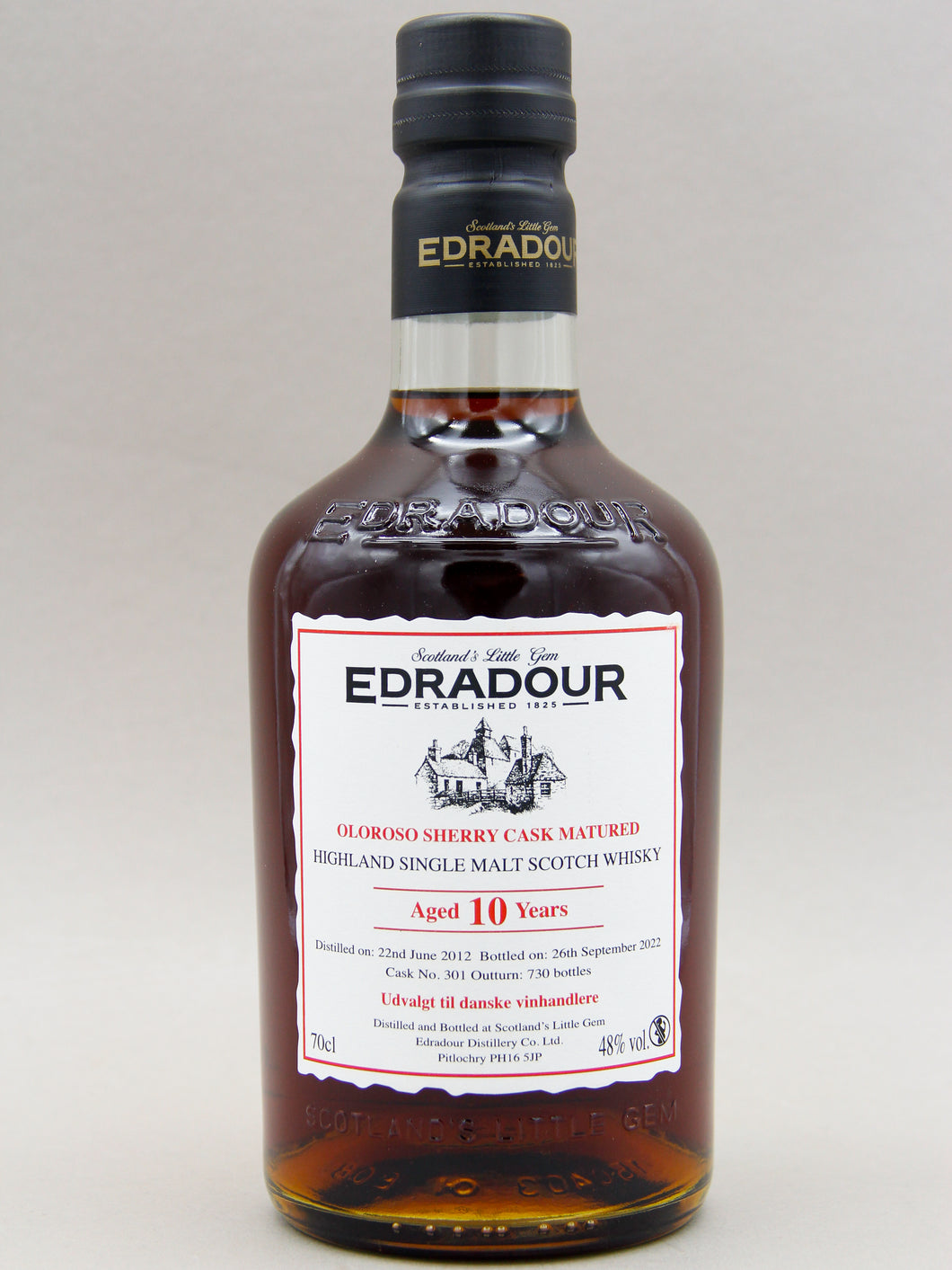 Edradour 10 Years, Oloroso Cask Matured, Highland Single Malt Scotch Whisky, 2012 (40%, 70cl)