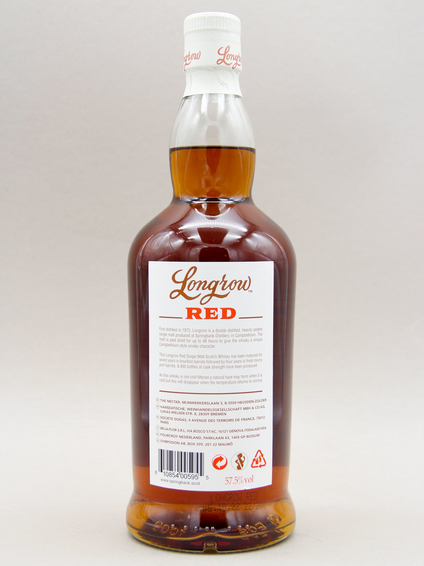 Longrow Red, 11 Years, Tawny Port Cask, November 2022, Campbeltown Single Malt Scotch Whisky (57.5%, 70cl)