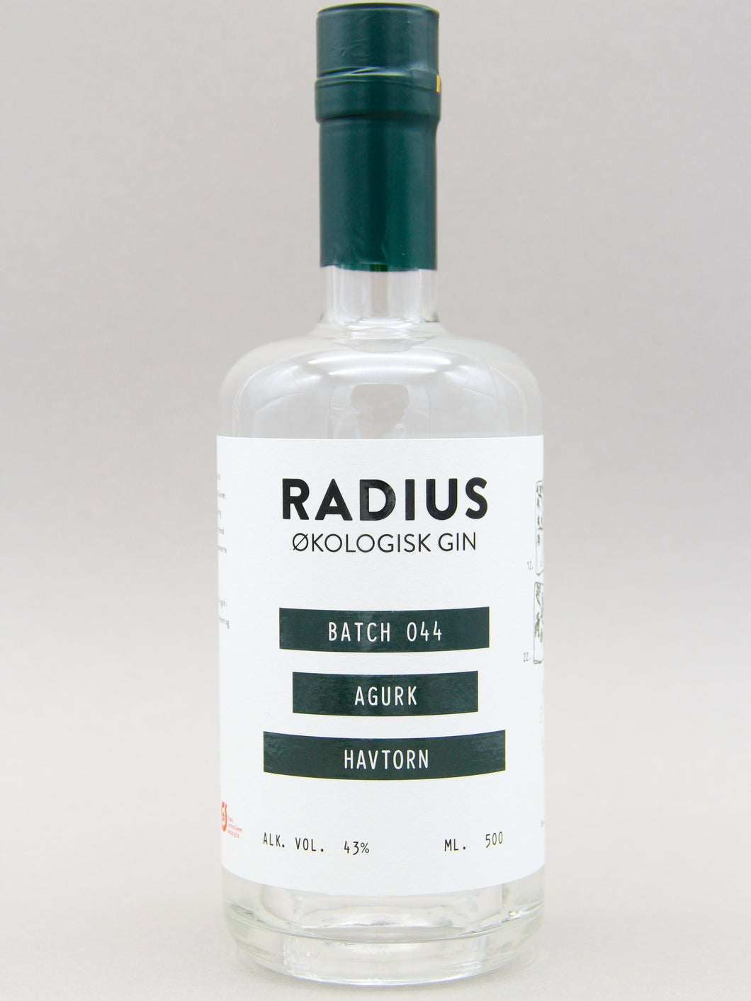 Radius Distillery, Organic Gin, Batch 044, Cucumber & Seabuckthorn, Denmark (43%, 50cl)