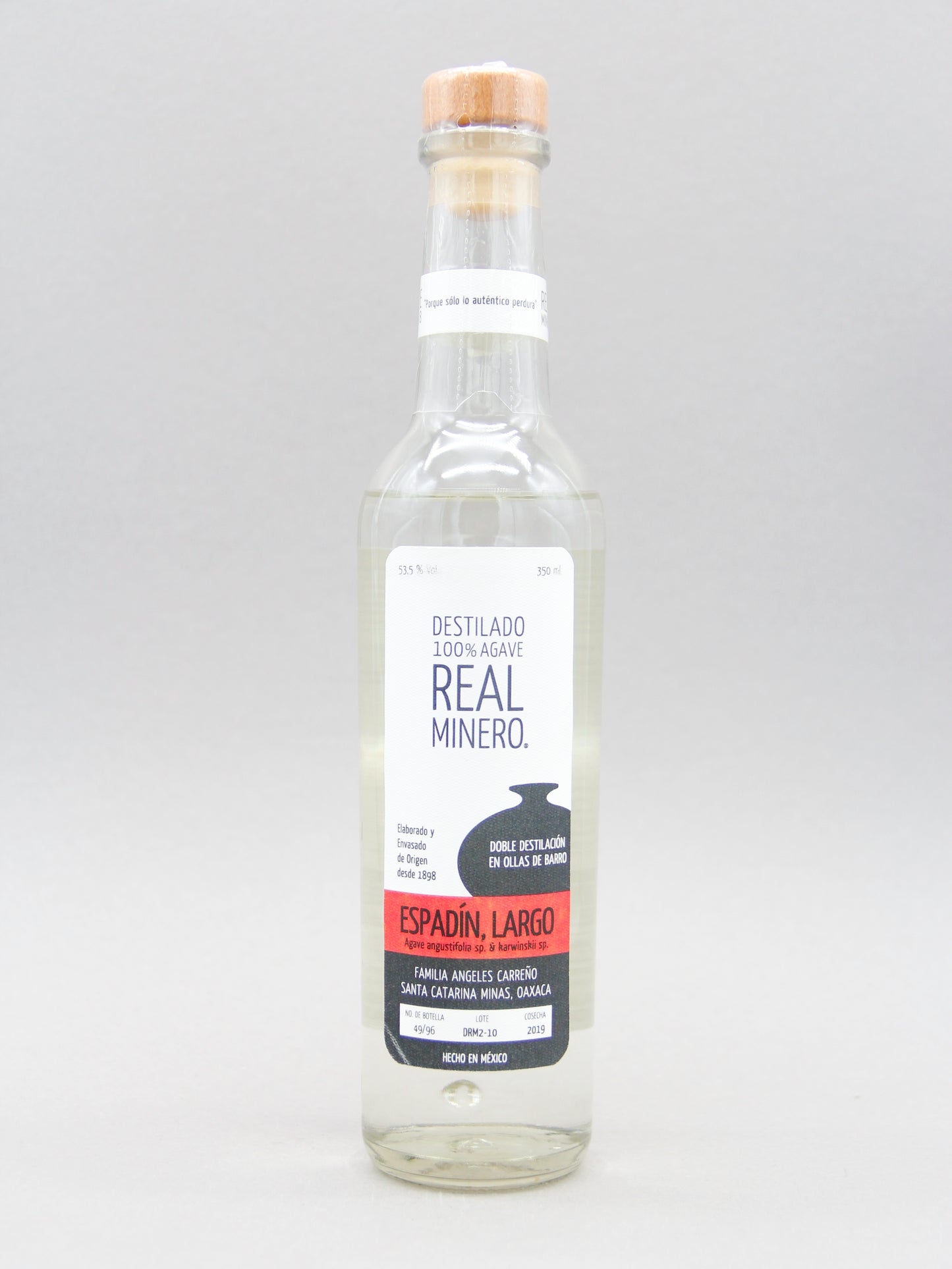 Destilado 100% Agave Real Minero Joven, Ensamble (Espadin, Largo) Lote: DRM2-10 (53.5%, 35cl)