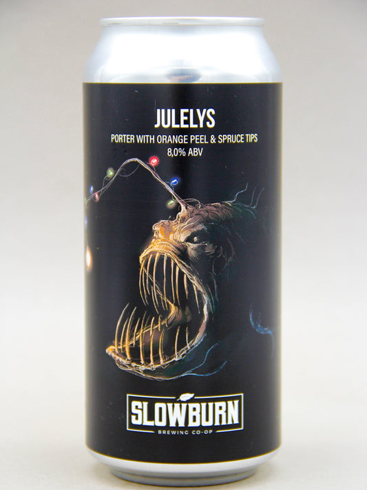 Slowburn: Julelys, Porter w. Orange peel & Spruce tips (8%, 44cl CAN)