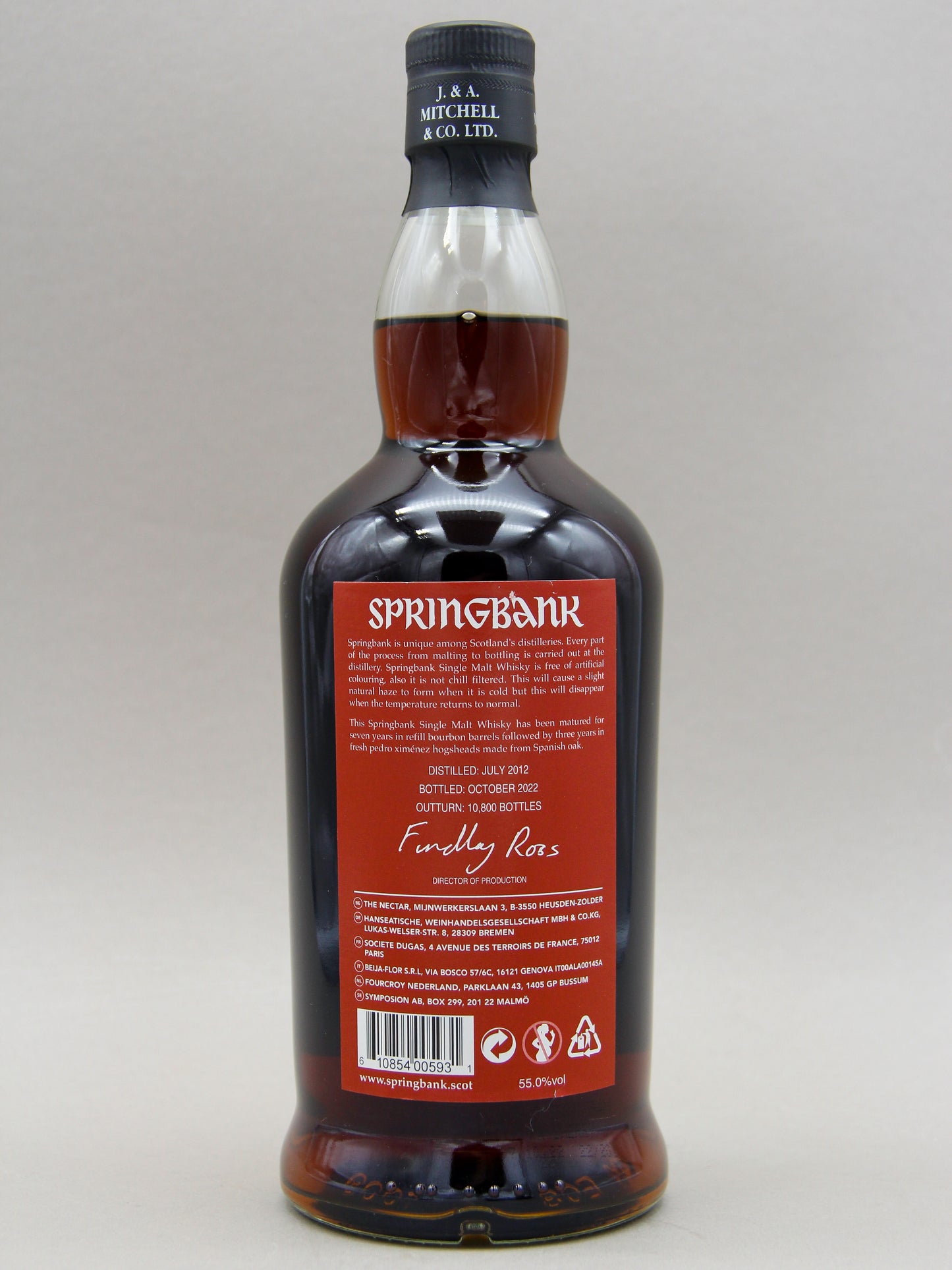 Springbank 10 Year, Pedro Ximenez Sherry Wood, November 2022, Campbeltown Single Malt Scotch Whisky (55%, 70cl)