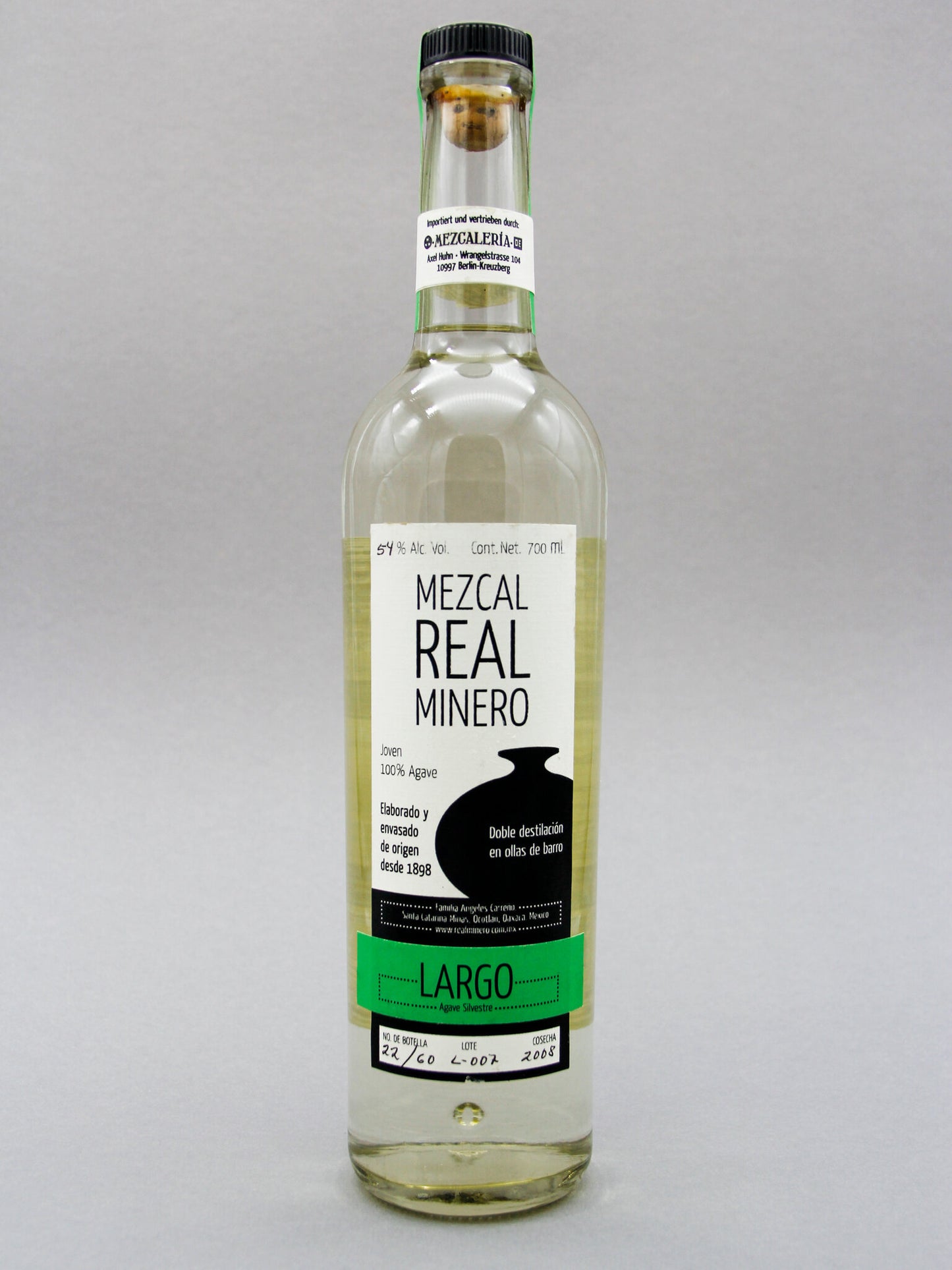 Mezcal Real Minero Joven, Largo L-007, 2008 (54%, 70cl)