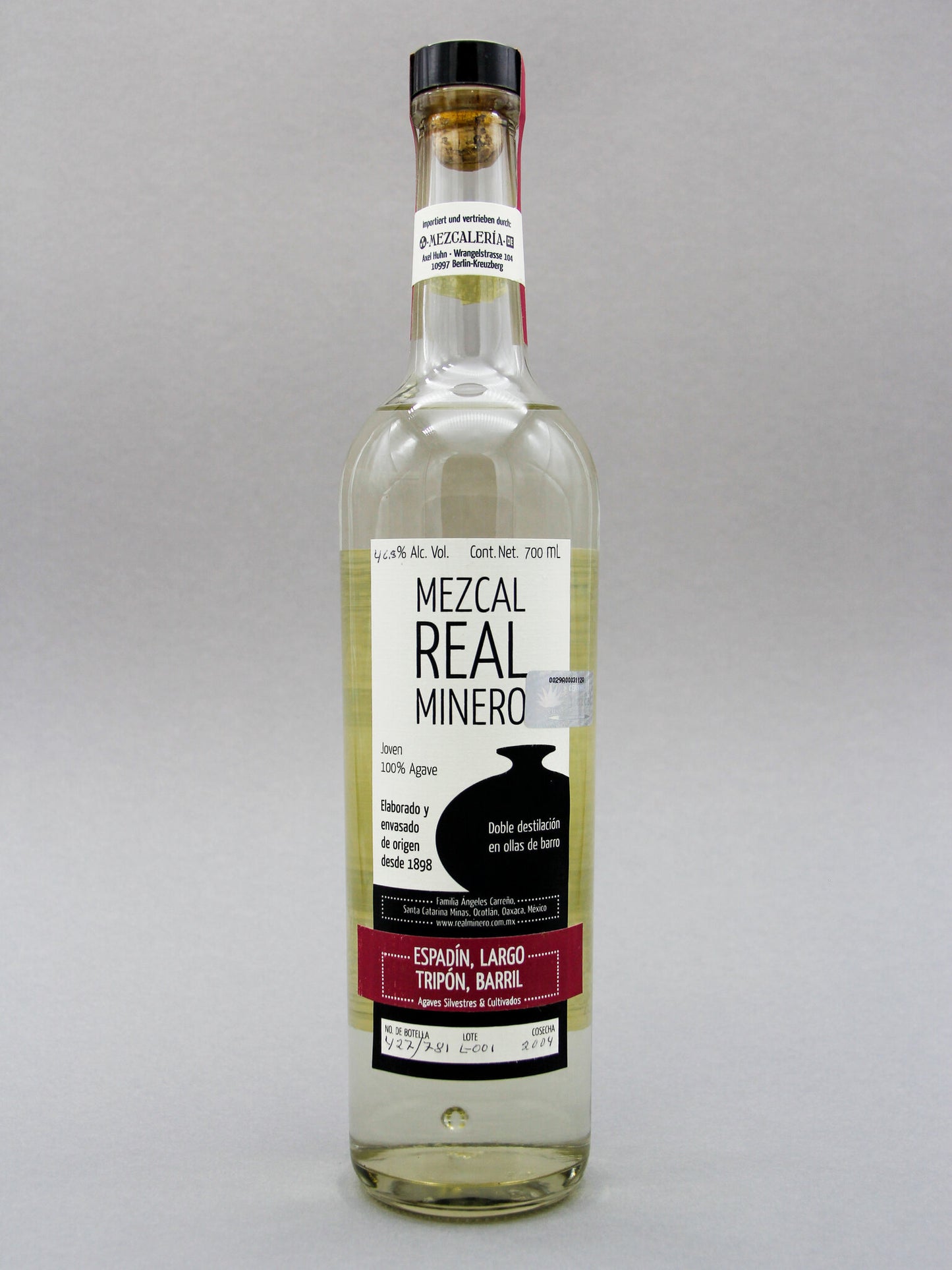 Mezcal Real Minero Joven Mezcal, Quatro Agaves (Espadin, Largo, Tripon, Barril) (46.5%, 70cl)